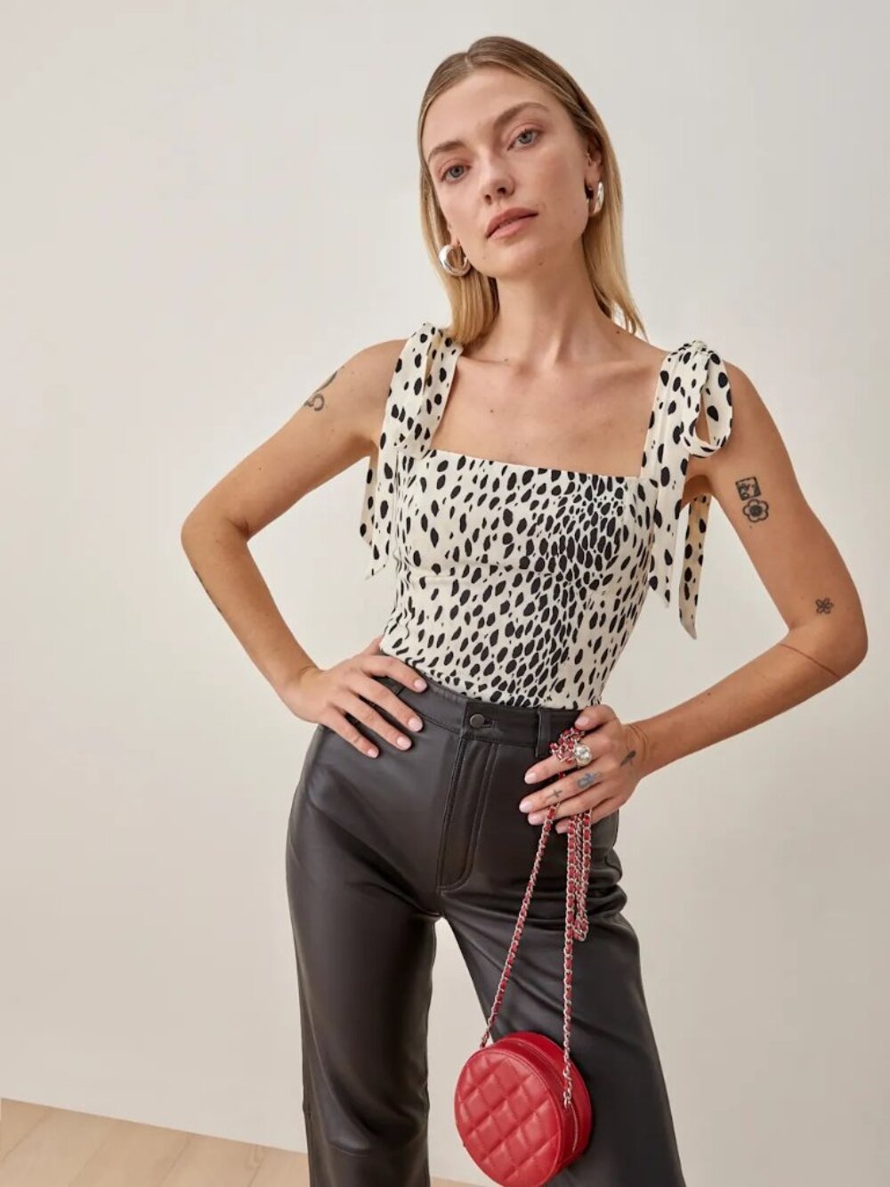 Reformation Ellora Top Black & White Cheetah